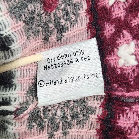 Islandic Design Angora Blend Cardigan Sweater Medium Crochet Floral Fair Isle - Picture 9 of 12